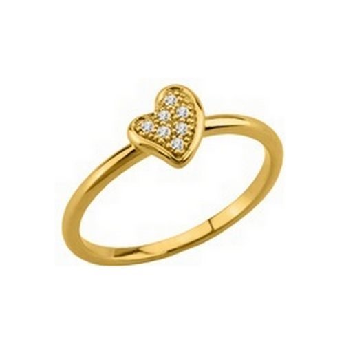 Bague plaqué or coeur zircons T54