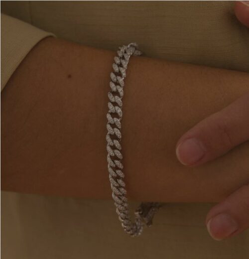 bijouterie pinto jussey 17454-P Bracelet argent maille tout empierré haute de gamme