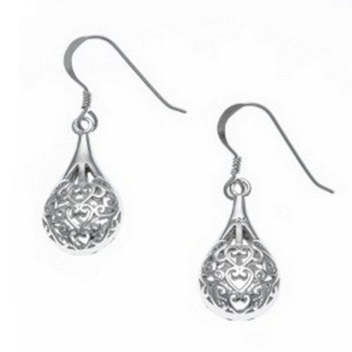 Boucles d'oreille argent pendante gouttes ajourées