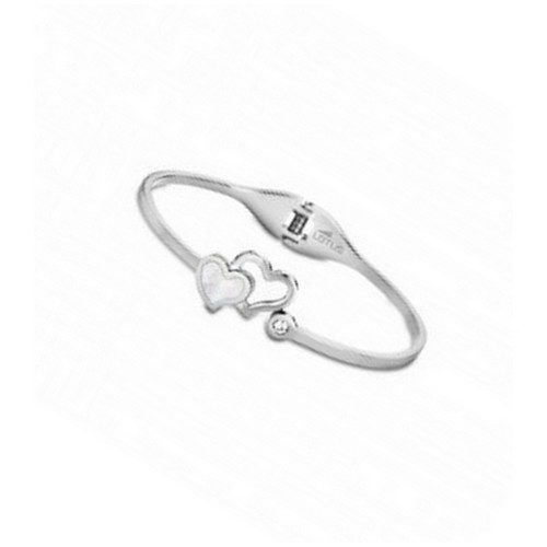 LS1792-2-1 bracelet acier femme Lotus Style double cœur nacre