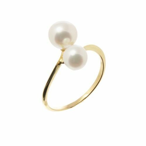 bijouterie pinto jussey E0216JP70 Bague Or 18k 2 perles de culture d'eau douche blanche
