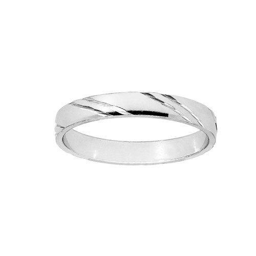 bijouterie pinto jussey 063983 Alliance argent diamantée 2 traits biais 3mm