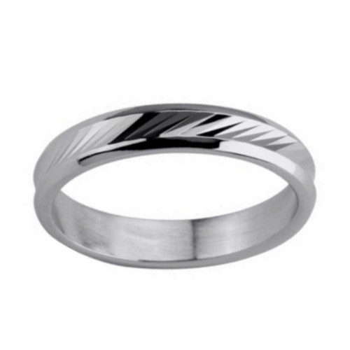 bijouterie pinto jussey 10002 Alliance argent diamantée biais 4mm