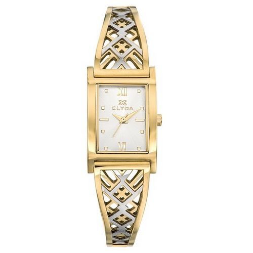 Montre femme Clyda CLD0502BBPW. rectangle bicolore; bijouterie pinto jussey Haute-Saône.