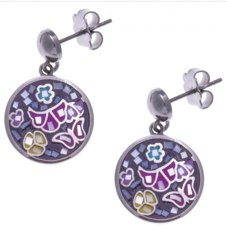 bijouterie pinto jussey IM 530 Boucles d'oreille acier Papillon nacre email