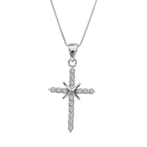035716 Collier argent croix empierrée