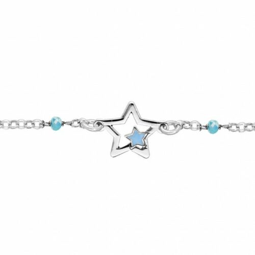 Abra69 Bracelet enfant plaqué or étoile bleu