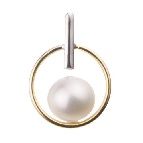 bijouterie pinto jussey Pendentif Or 18k Perle blanche rond bicolor