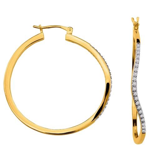 Bijouterie PINTO Jussey Haute-Saône 7025032 Boucles d'oreille plaqué or créole torsadée empierrée