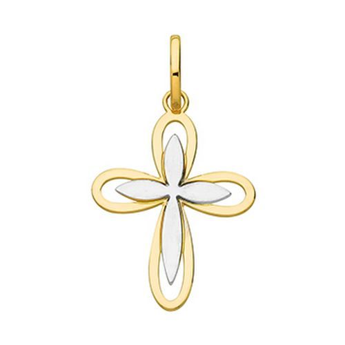 bijouterie pinto jussey c13815 Pendentif Or 18k croix bicolore