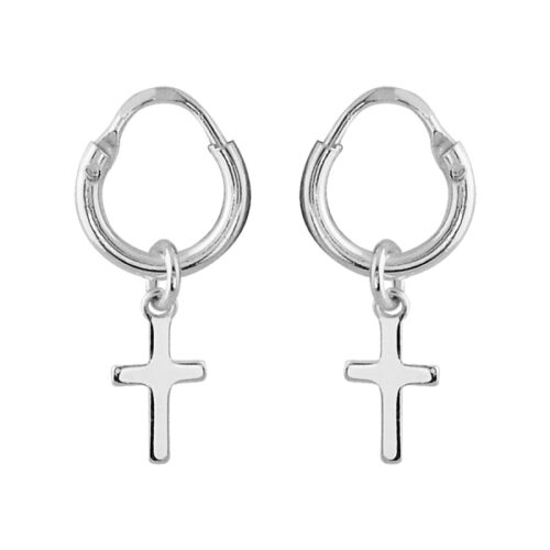 Bijouterie PINTO Jussey 015591 Boucles d'oreille argent mini créole croix