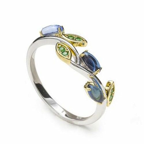 18428-R Bague argent LineA floral bleu