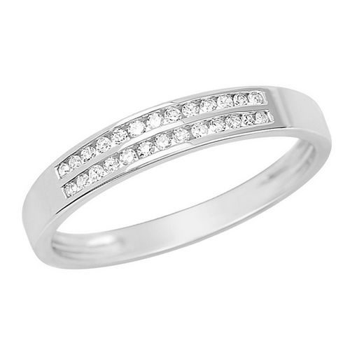 bijouterie pinto jussey 7026222 Bague Or 9k Blanc oxydes double rails T58