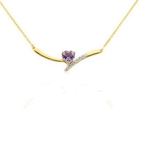bijouterie pinto jussey 9N1680OXAM Collier Or 9k cœur Améthyste