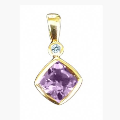 bijouterie pinto jussey H303AM Pendentif Or 18k losange améthyste