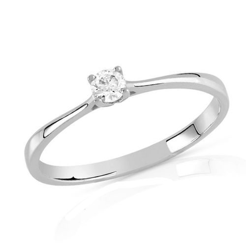 bijouterie pinto jussey Bague Or 18k Blanc Solitaire Diamant 0,1 carat