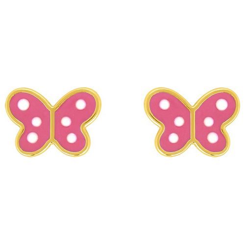 135876 Boucles d'oreille plaqué or papillon rose