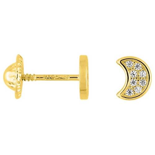 297250 Boucles d'oreille Or 9k Vis Lune empierrée