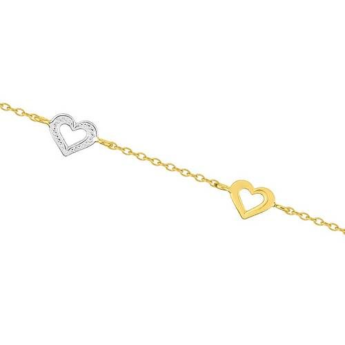bijouterie pinto jussey babb02 Bracelet plaqué or cœurs bicolor