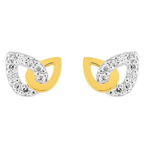 bswi24z Boucles d'oreille plaqué or 2 feuilles
