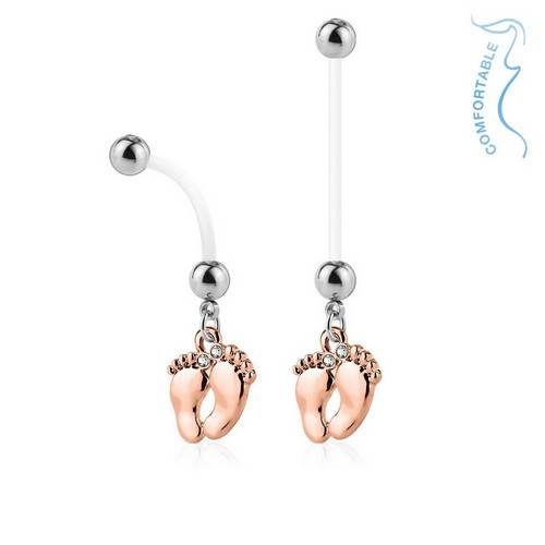 Piercing nombril Acier & BIOFLEX Baby rosé HNPG-1008-RD