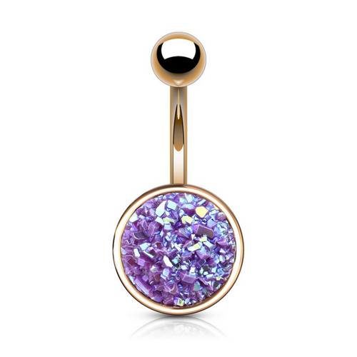 Piercing nombril Acier rosé cristal violet NSQ-5032R-A
