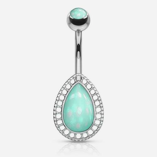 Piercing nombril Acier larme verte NSQ-5051-Q