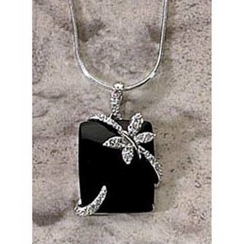 ON 413 Collier argent Onyx papillon empierré