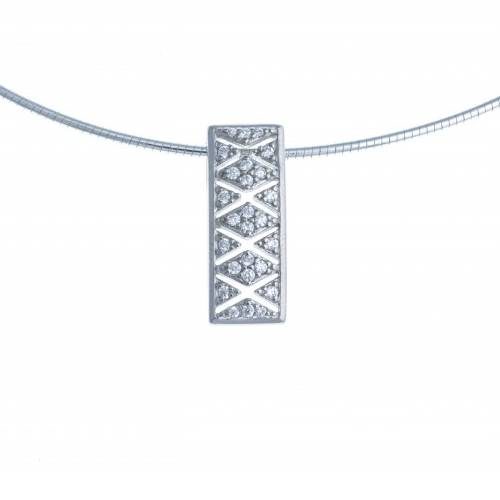 bijouterie pinto jussey ZA 429 Collier argent rectangle câble