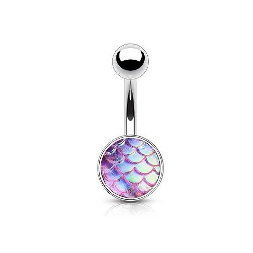 Piercing nombril Acier écaille aurore boréale
