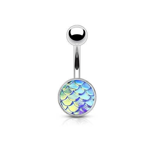 Piercing nombril Acier écaille bleu
