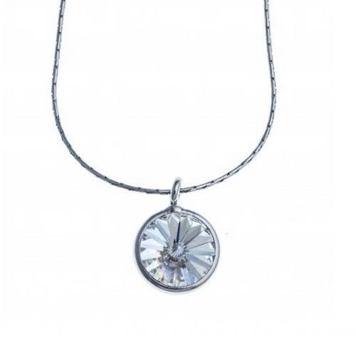 sw426 Collier argent cristal de swarvoski Blanc AB