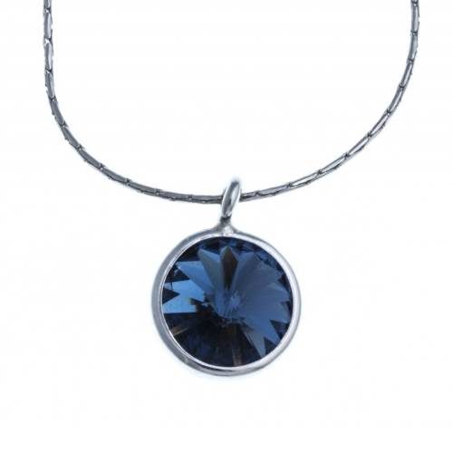 sw427 Collier argent cristal de swarvoski Bleu