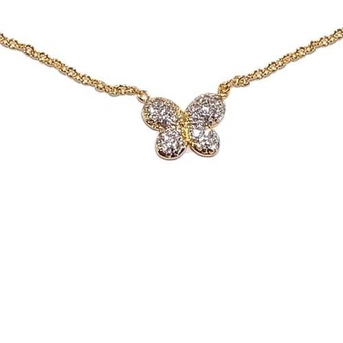 bijouterie pinto jussey zp 426 Collier plaqué or papillon empierré