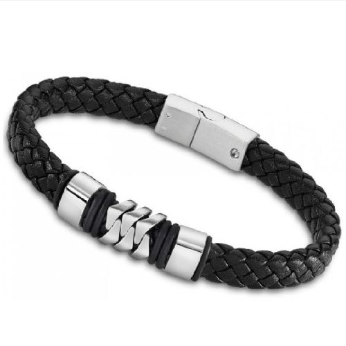 bracelet acier homme Lotus cuir LS2104/2/1 noir motif. Livraison gratuite à partir de 100€. Bijouterie PINTO Jussey Haute-Saône.