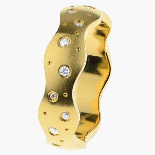 Bague ERNSTES Acier empierrées doré R712 T58
