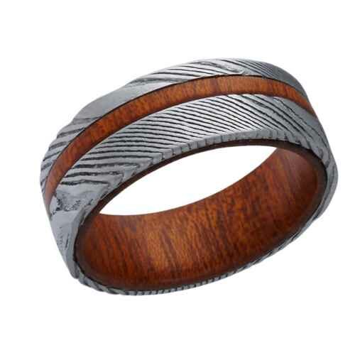 Bague Homme Acier Damas & Bois HS108
