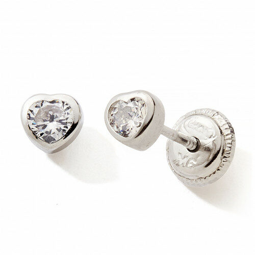 Boucles d'oreille Or 9k Gris cœurs VIS N10436GV