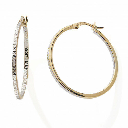 Boucles d'oreille Or 9k créole bicolore N11163