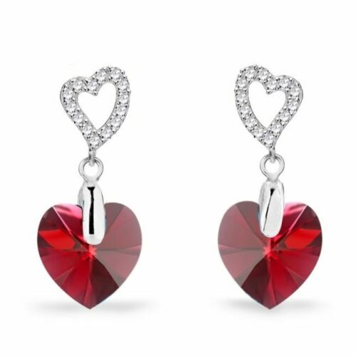 Boucles d'oreille argent Spark Amore rouge