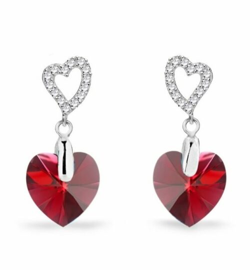 Boucles d'oreille argent Spark Amore rouge