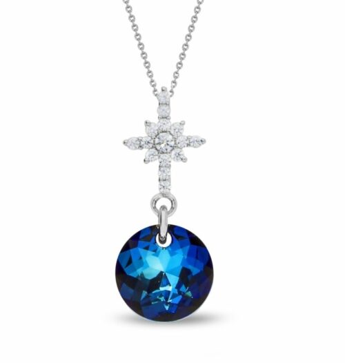 A0318ll Collier argent Spark Fino Bleu