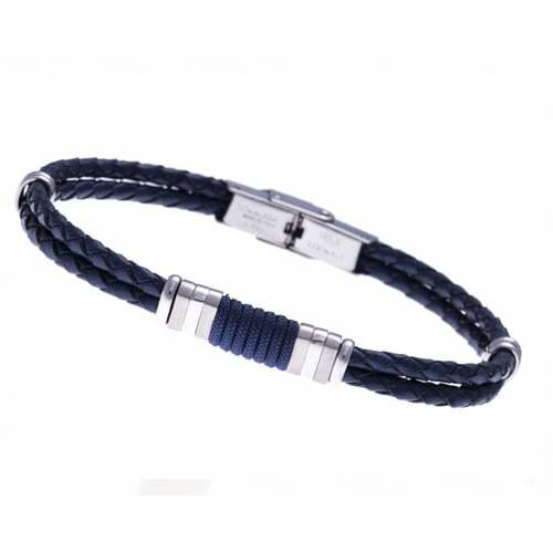 Bracelet Homme acier Cuir Italien HC 339