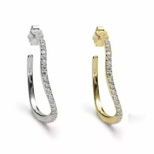 Boucles d'oreille LineA argent 19038 créole ouverte empierrée
