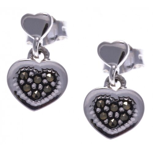Bijouterie pinto Jussey haute-saone MC 549 Boucles d'oreille argent enfant cœur marcassite