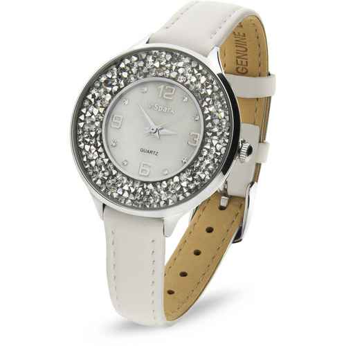 Montre Spark cristaux Swarovski J876W cuir blanc. bijouterie PINTO à JUSEY en Haute-Saône.
