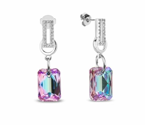 Boucles d'oreille Spark Octagon A0272V cristal Swarovski violet reflet bleu . bijouterie PINTO à JUSEY en Haute-Saône.