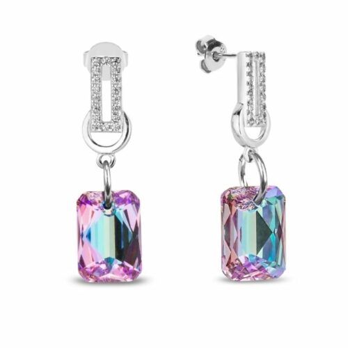 Boucles d'oreille Spark Octagon A0272V cristal Swarovski violet reflet bleu . bijouterie PINTO à JUSEY en Haute-Saône.