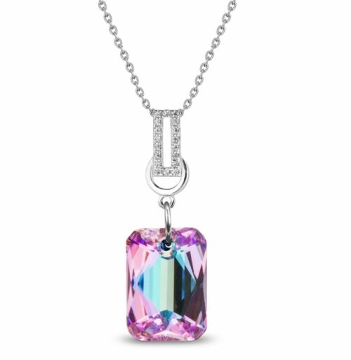 Collier Spark A0273V crsital Swarovski rectangle violet reflets bleu. Collier Spark A06A. bijouterie PINTO à JUSEY en Haute-Saône.