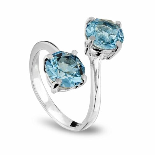 Bague argent Spark Ronda bleu A0353A cristal Swarovski. bijouterie PINTO à JUSEY en Haute-Saône.